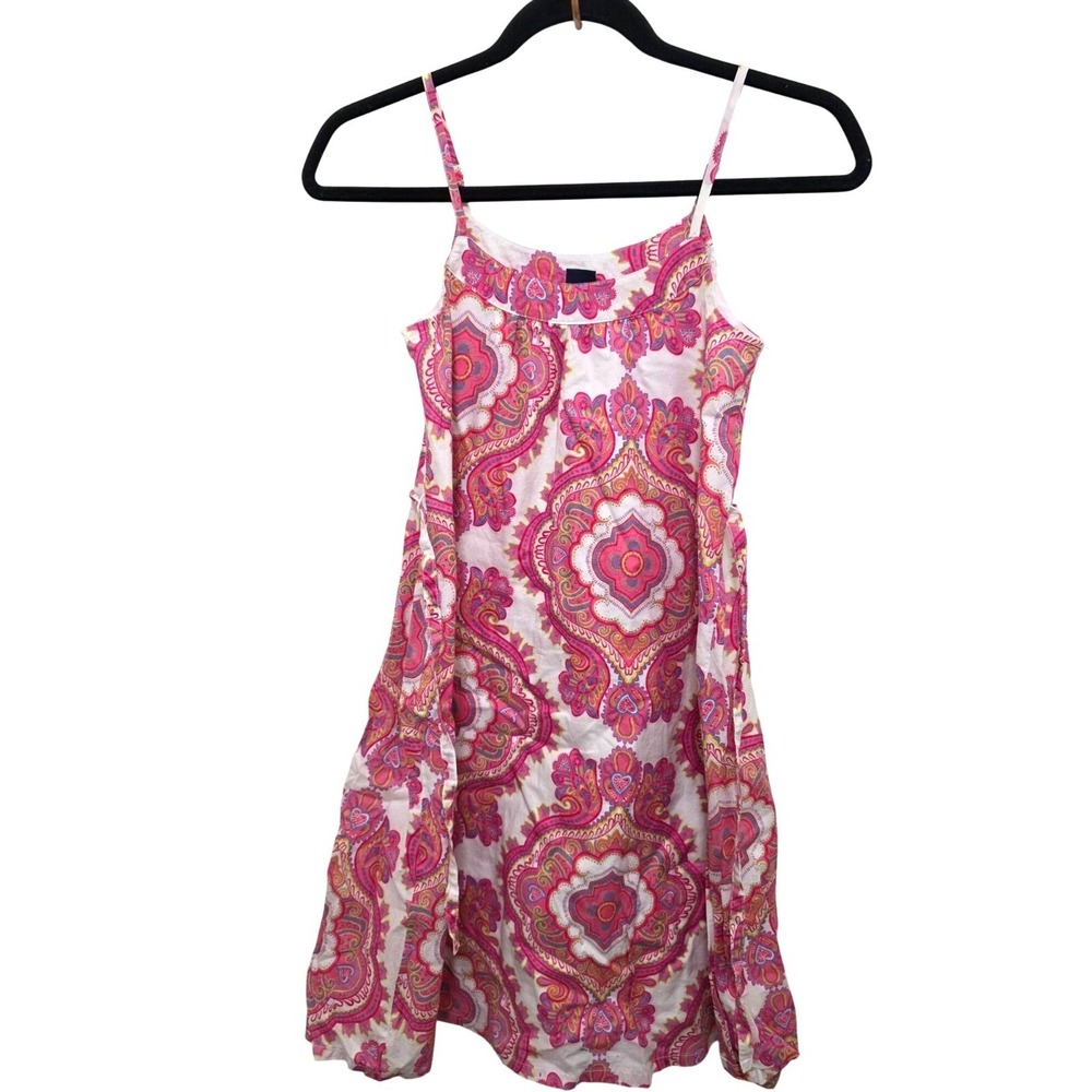 Gap Kids Sleeveless Paisley Print Dress Adjustable Straps & Tie Waist - Vibrant